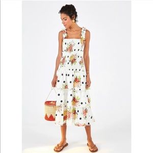 NWT FARM RIO white nanaju midi dress XS